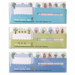 کاغذ یادداشت فانتزی استیک نوت طرح کاکتوس بسته 3 عددی